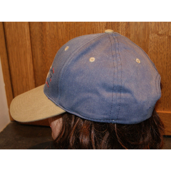 Vintage 90s Grand Canyon Navajo Blue Tan Snapback Hat Cap Fred Harvey Trading Co - Picture 5 of 7